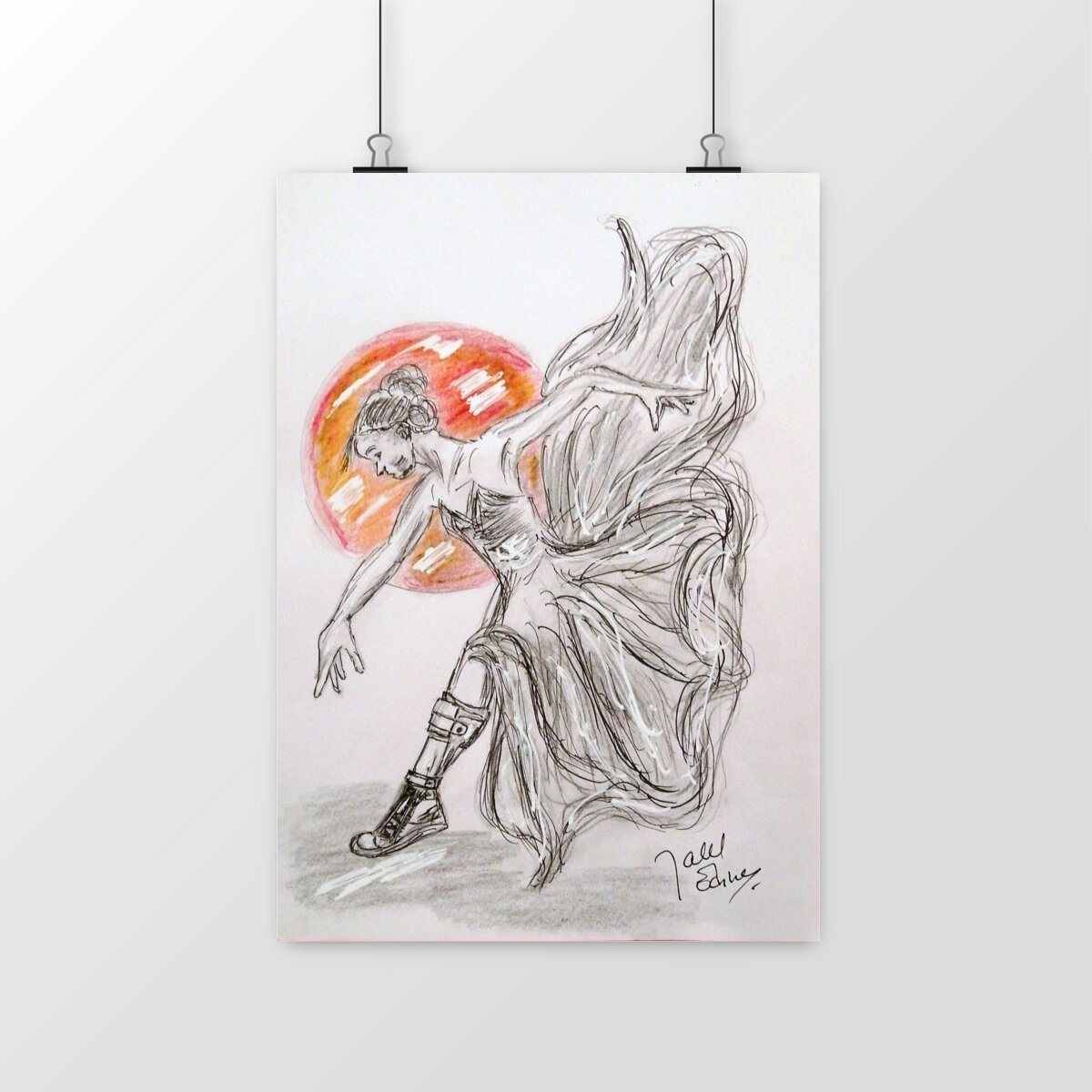 Fragile. Puissante. Vivante. No disabilities for dreams ! Illustration Jalel Edine Art - portrait